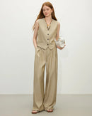 Tailored Linen Blend V-Neck Vest