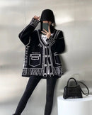 Graphic Wool Blend V-Neck Cardigan