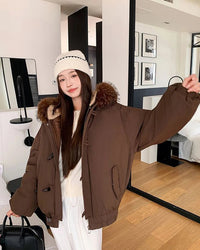 Relaxed Hooded Toggle Winter Jacket