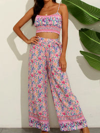 Boho Pattern Camisole & Wide Leg Pants Set