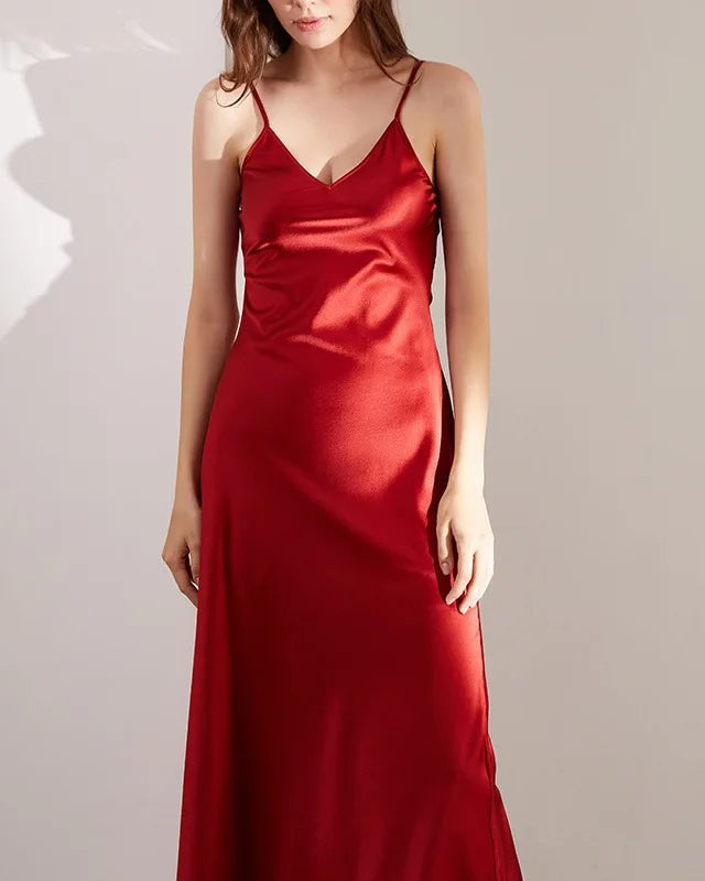 Real Silk V-neck Sling Dress