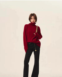 High-Neck Cashmere Loose Retro Sweater