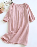 Cotton Crepe Solid Nightgown