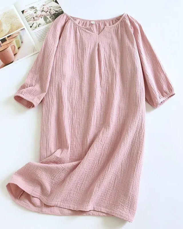 Cotton Crepe Solid Nightgown