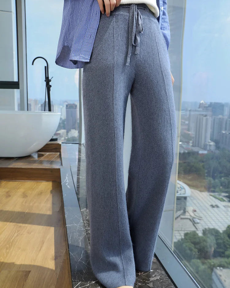 Cashmere Knit Wide Leg Pants