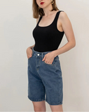 Vintage Straight Leg Denim Bermuda Shorts