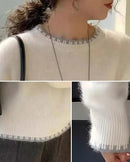 Merino Wool Patchwork Round Neck Pullover