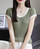 Round Neck Slim Fit Sleeveless Knit Top