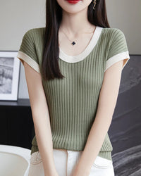 Round Neck Slim Fit Sleeveless Knit Top