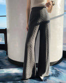 Wool Cable Knit Wide-Leg Trousers