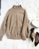 High-Necked Wool Pullover Sweater