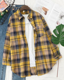 Plaid Lapel Single-Breasted Loose Shirt