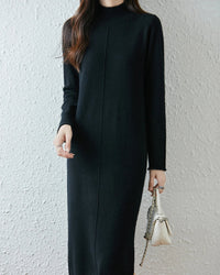 Merino Wool Turtleneck Midi Dress