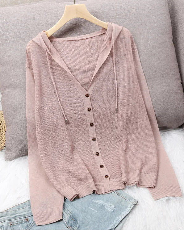 Ice Silk Hollow Knit Cardigan