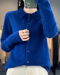 Mink Cashmere Polo Cardigan