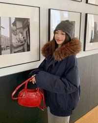 Relaxed Hooded Toggle Winter Jacket