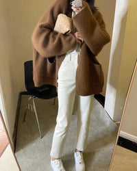 Mid-Length Wool V-Neck Cardigan