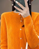 Thick Button-Front Merino Wool Cardigan