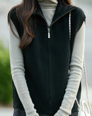 High-Neck Merino Wool Zip Vest