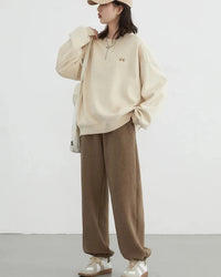 High-Waist Double-Sided Fleece Pants