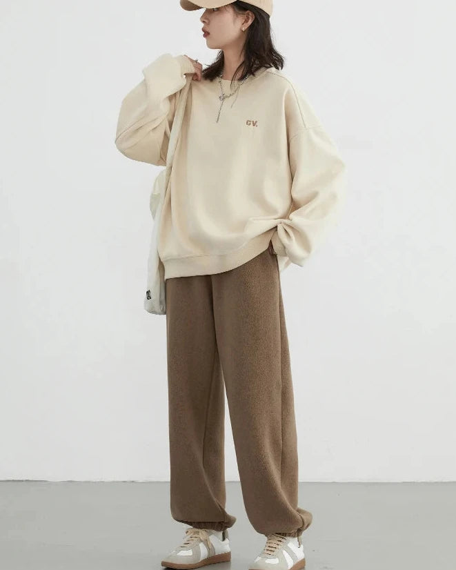 High-Waist Double-Sided Fleece Pants