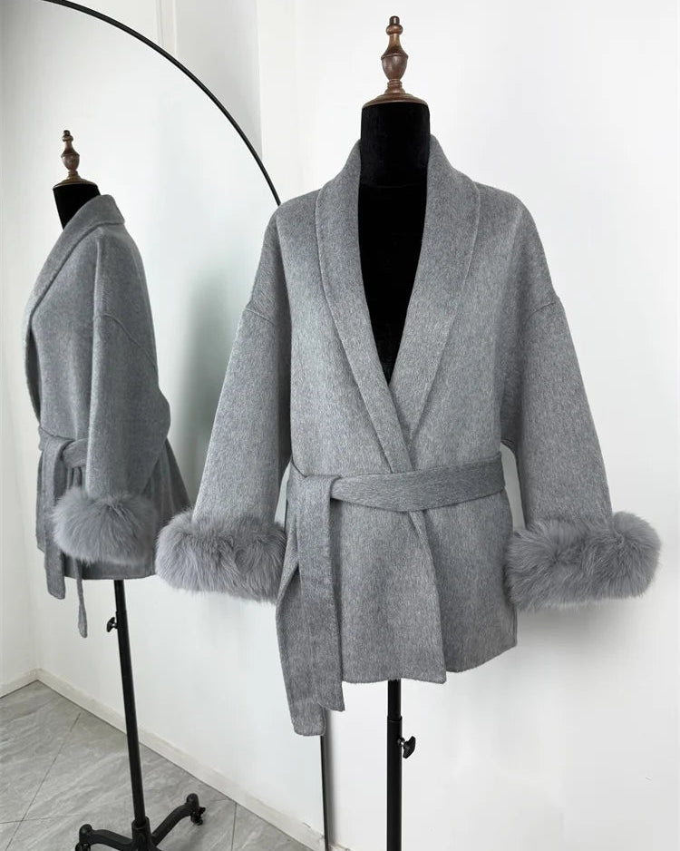 Double-Faced Wool Blend Short Coat