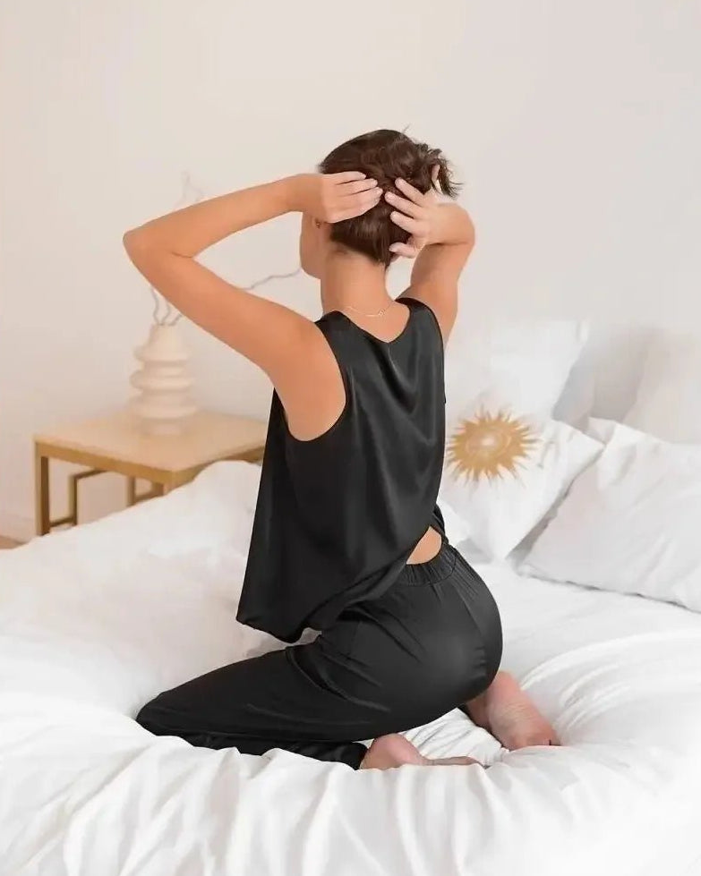Crossed Back Vest & Loose Trousers Pajama Set