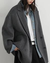 Wool-Blend Double-Breasted Midi Overcoat