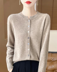 Merino Wool Button-Front Cardigan