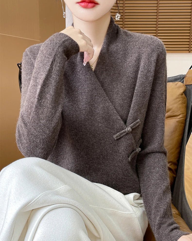 Loose And Soft V-Neck Wool Knit Cardigan