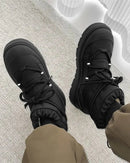 Fur-Lined Lace-Up Snow Boots
