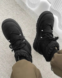 Fur-Lined Lace-Up Snow Boots