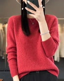 Openwork Wool Crewneck Sweater