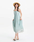New Striped Resort Lace Slip Dress