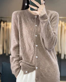Merino Wool Hollow Knit Cardigan
