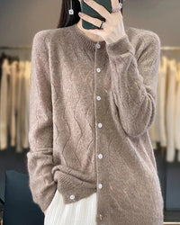 Merino Wool Hollow Knit Cardigan