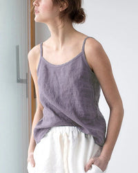 Cotton And Linen Round-Neck Tank Top