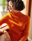 High-Neck Pullover Slim-Fit Cashmere Knit Sweater