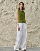 Linen Sleeveless Pleated Fashion Vest