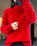 Diamond-Knit Wool Mock-Neck Sweater