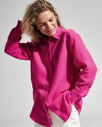 Lapel Collar Single-Breasted Loose-Fitting Shirt