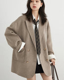 Wool-Blend Double-Breasted Midi Overcoat