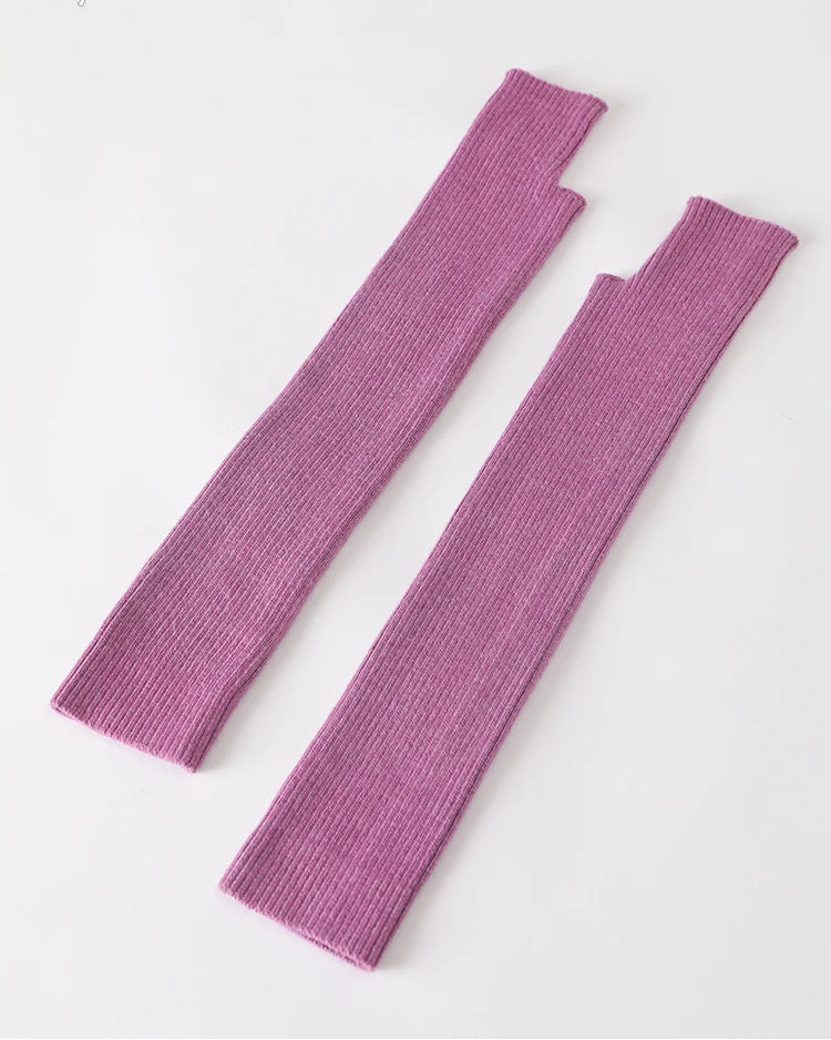 Wool Blend Knit Long Arm Warmers