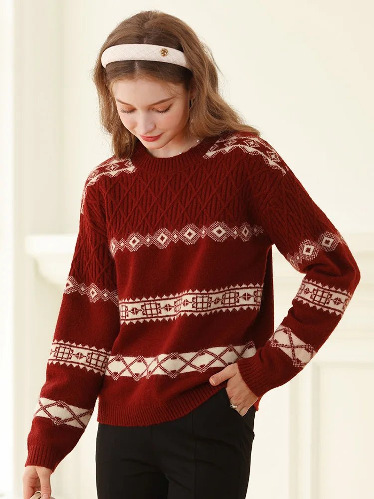 Red Jacquard Christmas Sweaters