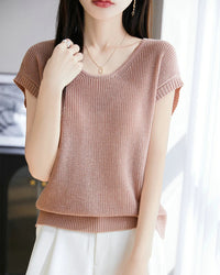 Crew-Neck Sleeveless Knit Top