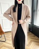 Loose-Fitting Long Wool Cardigan Sweater