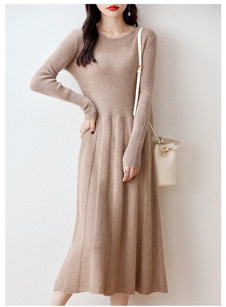 Merino Wool Knitted Sweater Dress