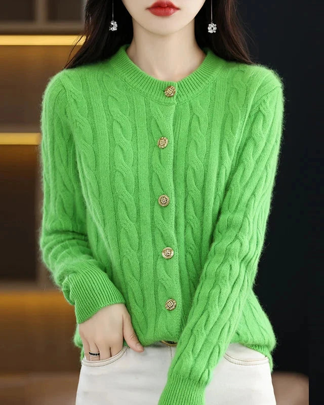 Mink Cashmere Cable Knit Cardigan
