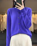 Merino Wool Round Neck Knit Cardigan