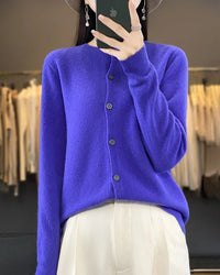 Merino Wool Round Neck Knit Cardigan